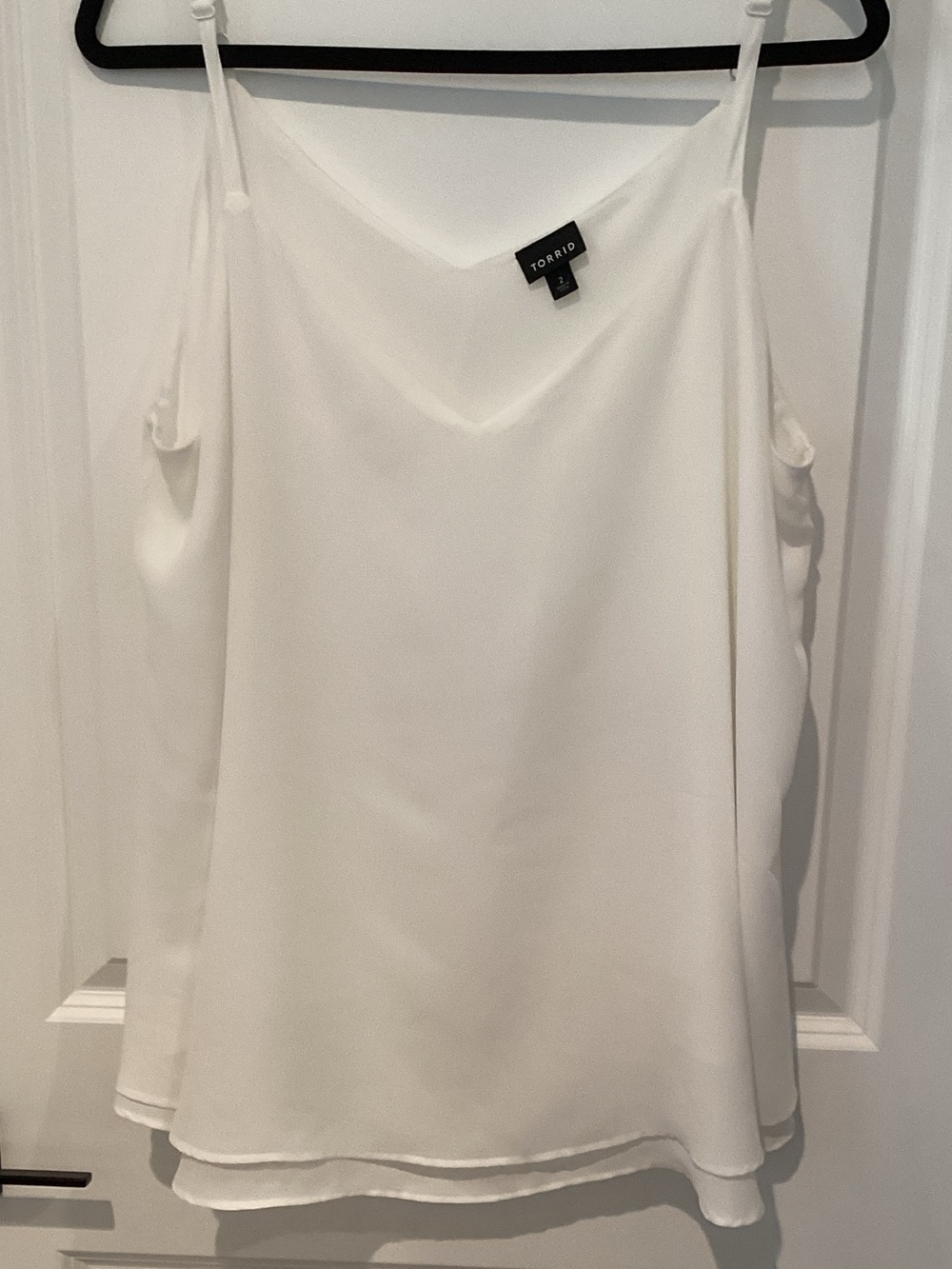 torrid White V-Neck Double-Layer Cami with Adjustable Straps